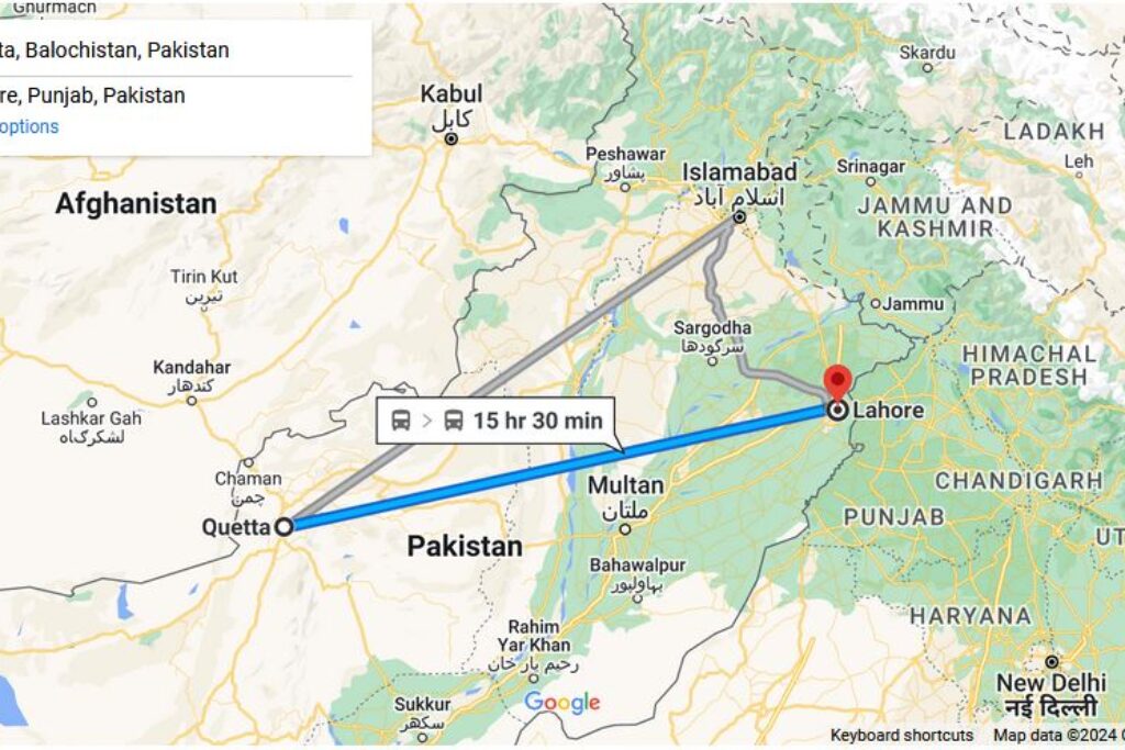 Quetta to Lahore