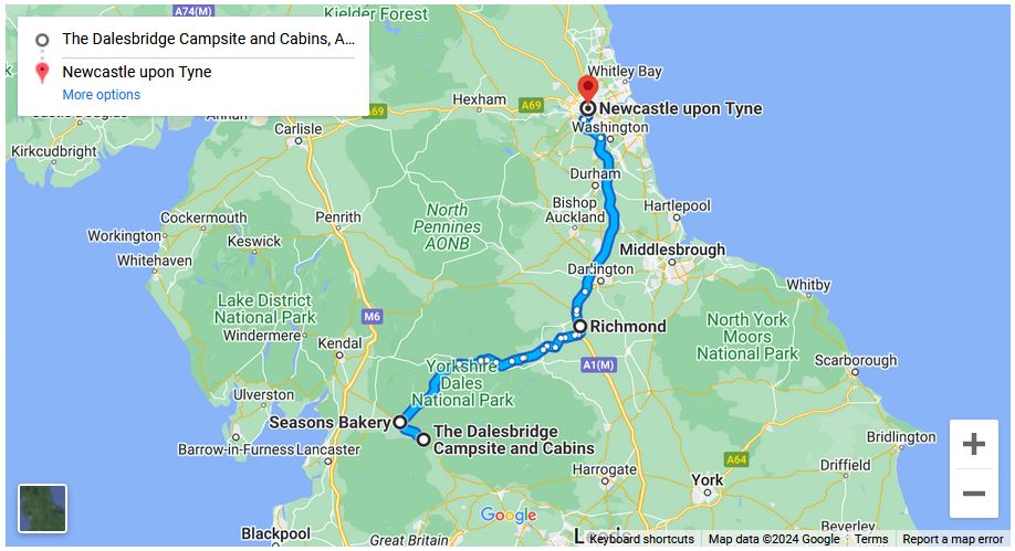 You are currently viewing Dalesbridge Campsite to Newcastle via Richmond