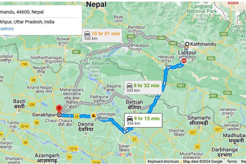 Kathmandu to Gorakphur