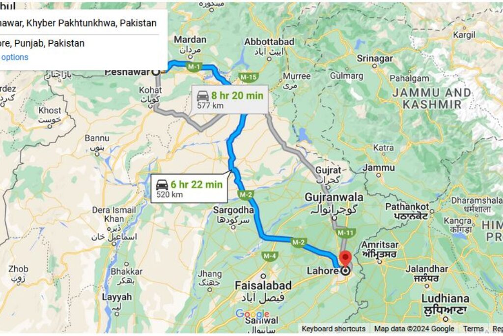 Peshawar to Lahore